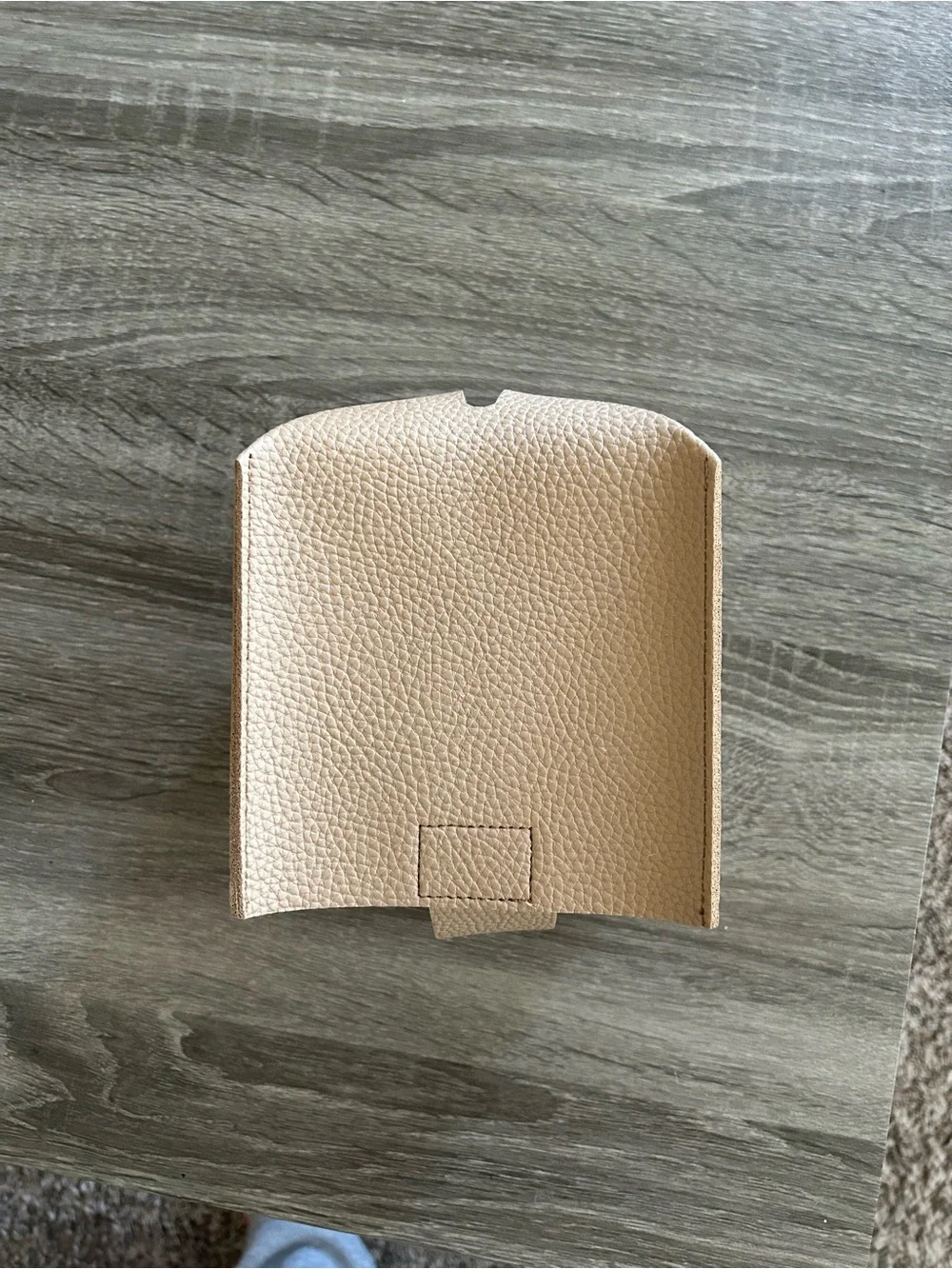 Beige Pebbled Leather Tissue Box Cover